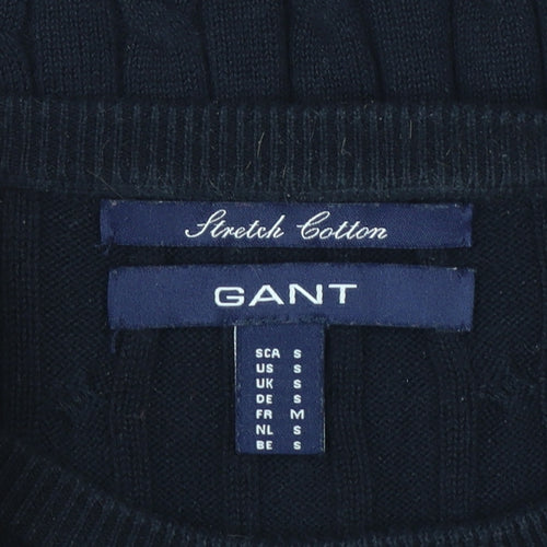 GANT Women's Black Cable-Knit Stretch Cotton Jumper Size S