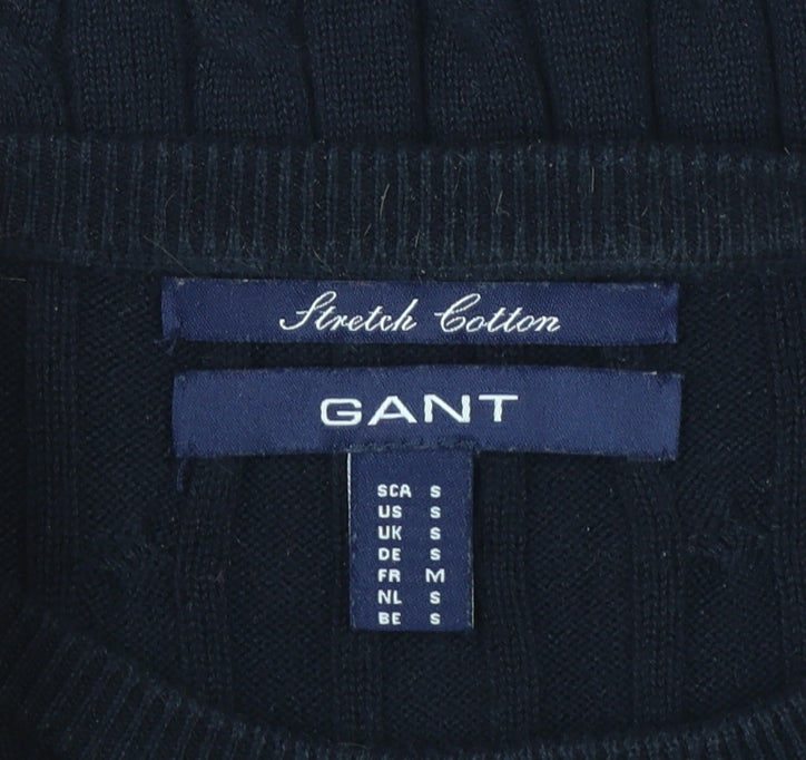 GANT Women's Black Cable-Knit Stretch Cotton Jumper Size S