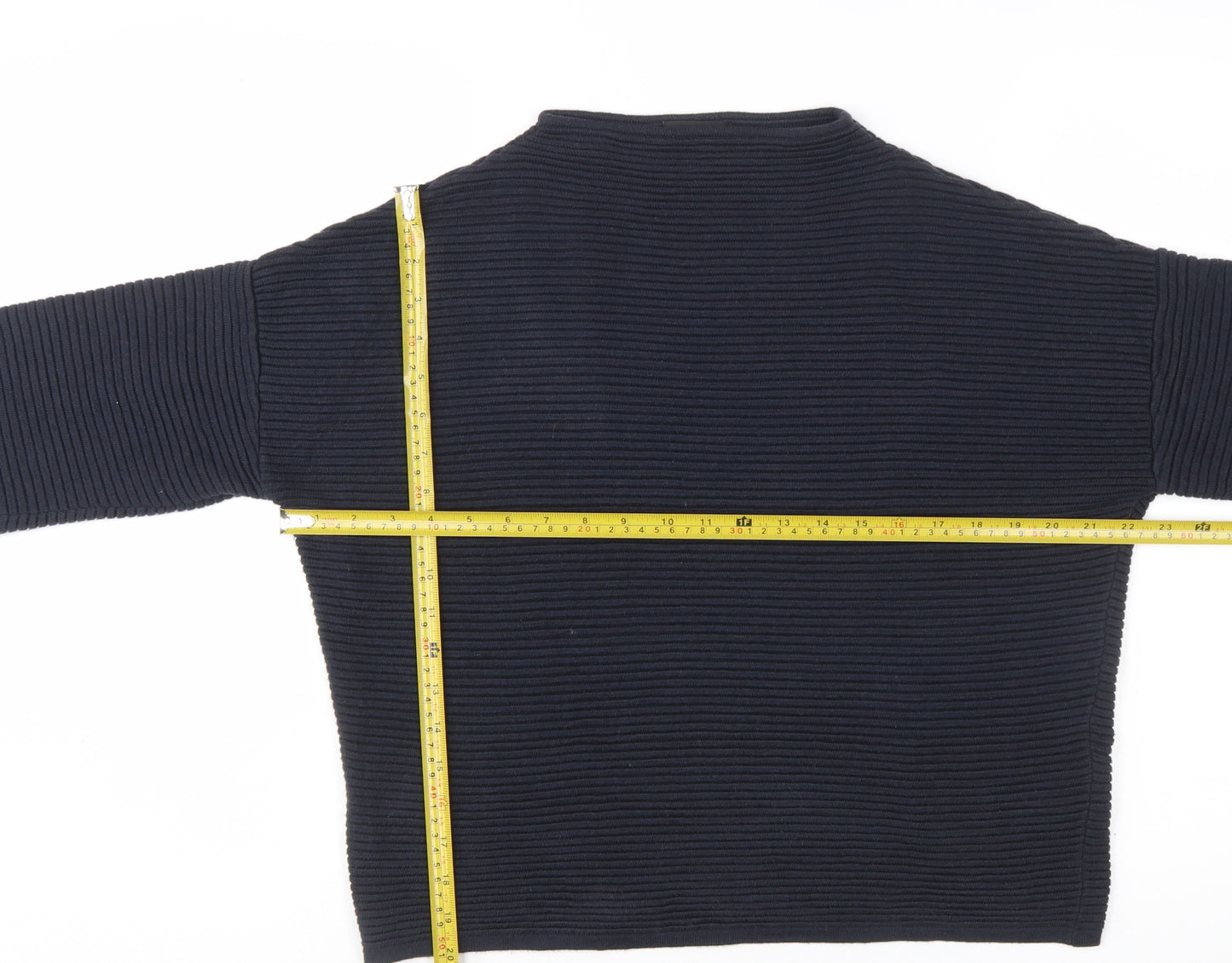 Topshop Women Blue Size 8 High Neck Rib Knit Pullover Jumper