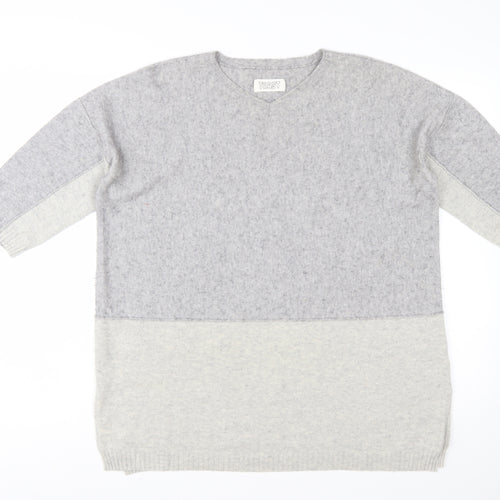 Toast Women’s Grey Wool Cashmere V-Neck Tunic Jumper Size S