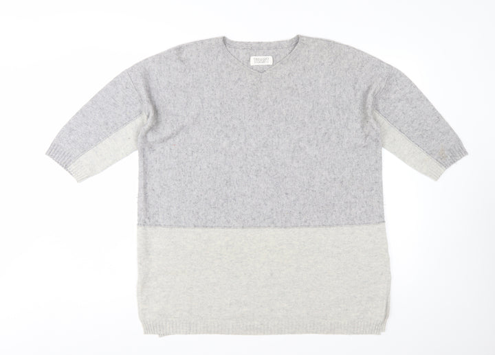 Toast Women’s Grey Wool Cashmere V-Neck Tunic Jumper Size S