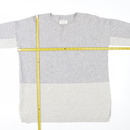 Toast Women’s Grey Wool Cashmere V-Neck Tunic Jumper Size S