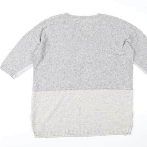 Toast Women’s Grey Wool Cashmere V-Neck Tunic Jumper Size S