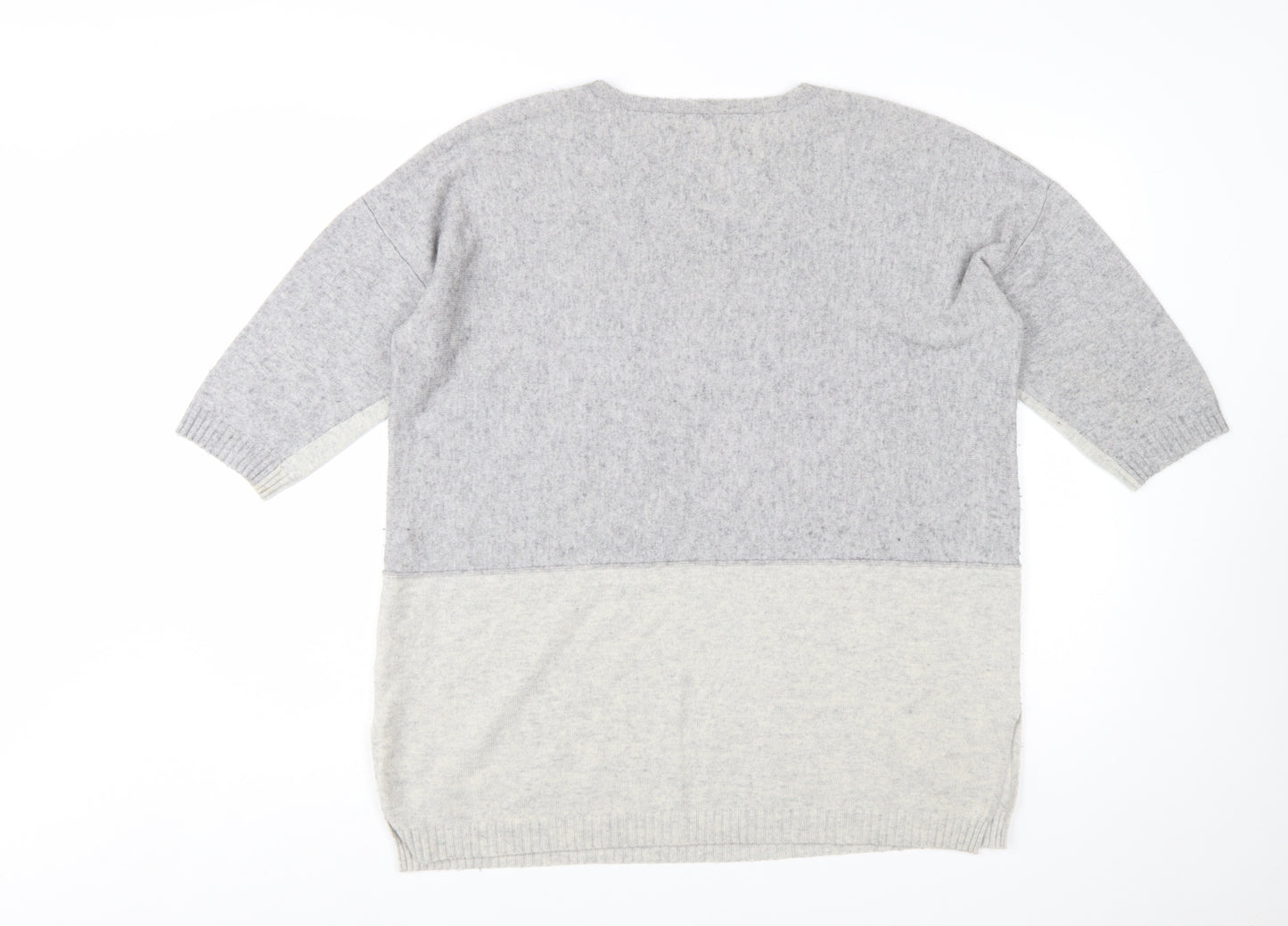 Toast Women’s Grey Wool Cashmere V-Neck Tunic Jumper Size S