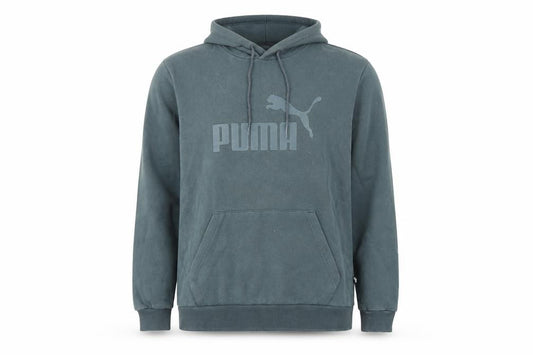 Front view of Puma Men's Green Pullover Hoodie L Logo Fleece Sweatshirt