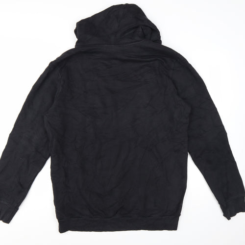 Napapijri Men's Black XL Pullover Hoodie with Logo Flag Patch