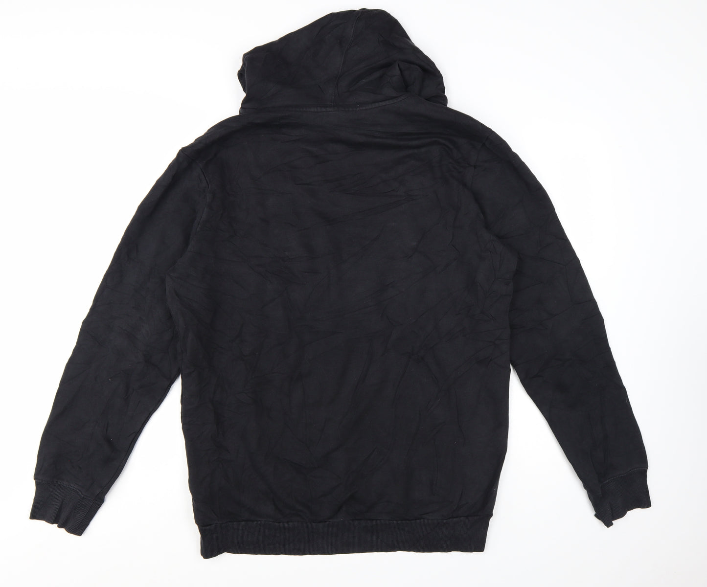 Napapijri Men's Black XL Pullover Hoodie with Logo Flag Patch