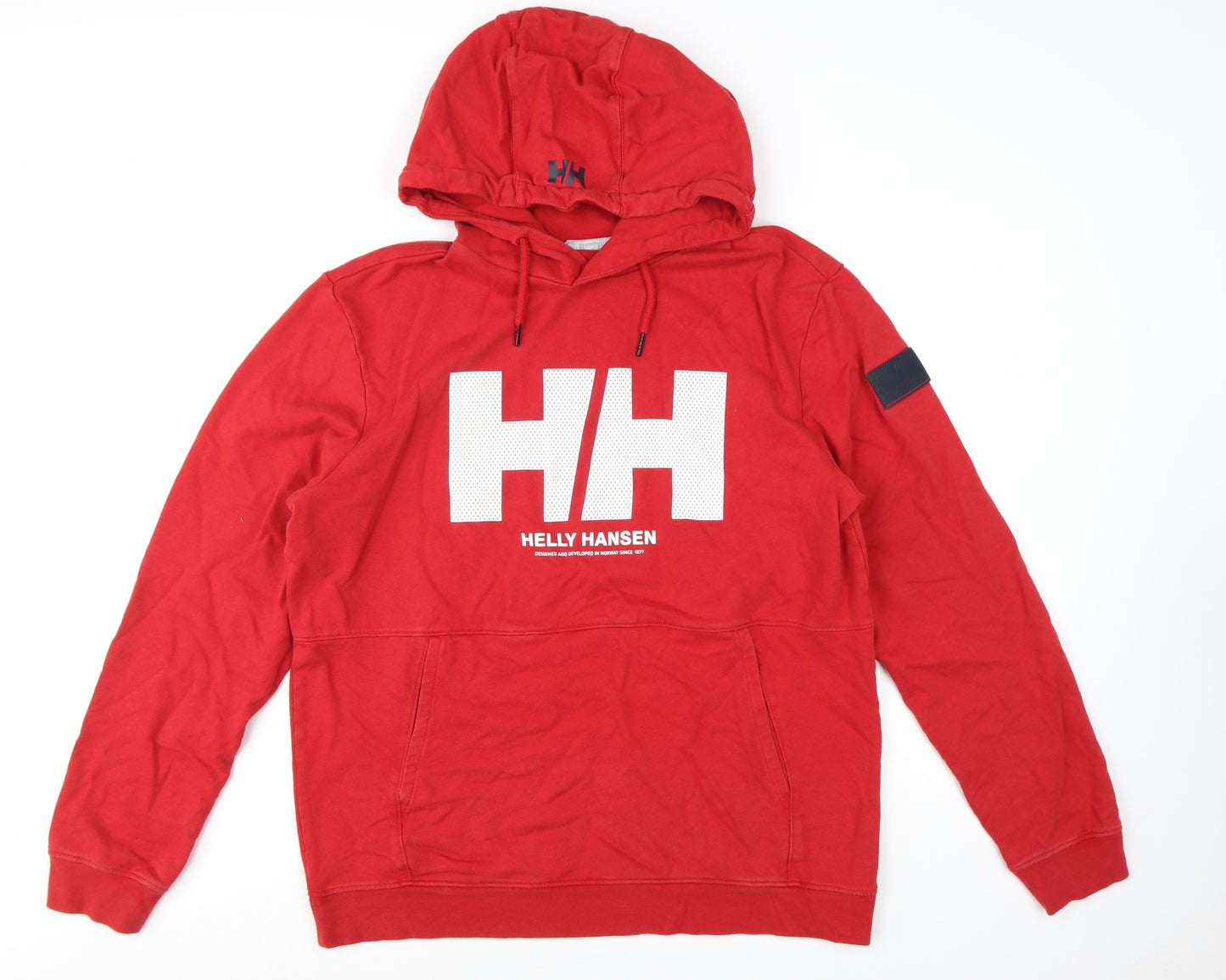 Helly Hansen Men's Red XL Pullover Hoodie Regular Fit Logo Sweatshirt