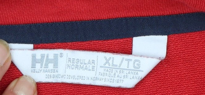 Helly Hansen Men's Red XL Pullover Hoodie Regular Fit Logo Sweatshirt