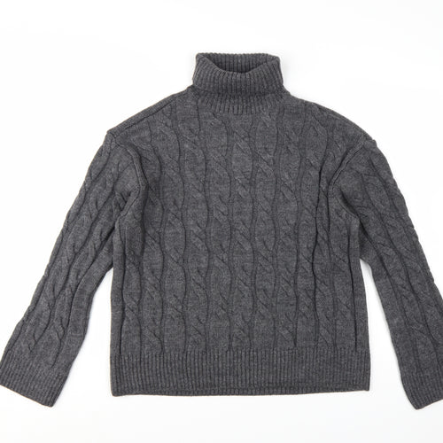 Marks and Spencer Womens Grey Roll Neck Cable Knit Jumper M
