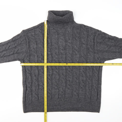 Marks and Spencer Womens Grey Roll Neck Cable Knit Jumper M