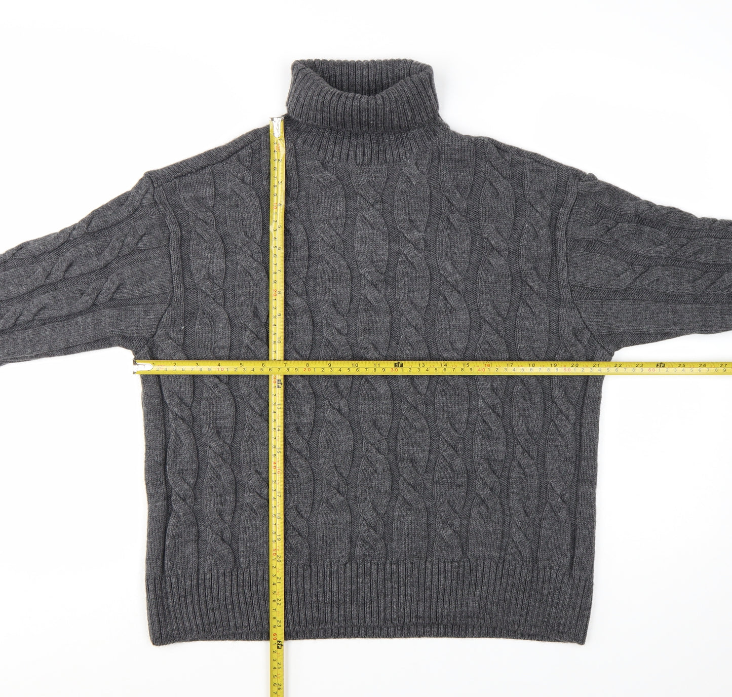 Marks and Spencer Womens Grey Roll Neck Cable Knit Jumper M