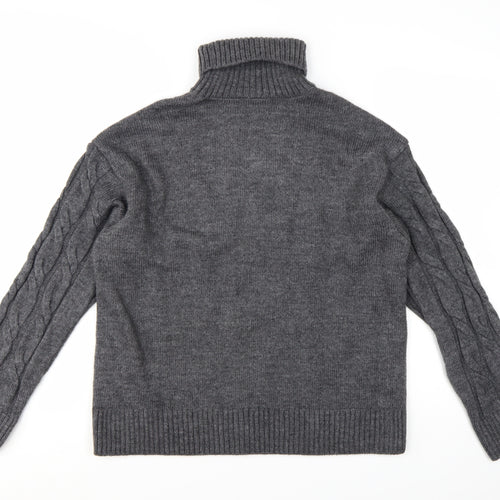 Marks and Spencer Womens Grey Roll Neck Cable Knit Jumper M