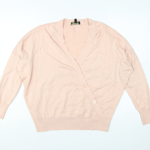 Phase Eight Women Pink V-Neck Button Cardigan M Lightweight Knit
