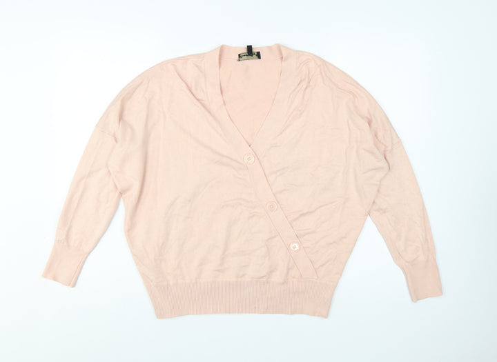 Phase Eight Women Pink V-Neck Button Cardigan M Lightweight Knit