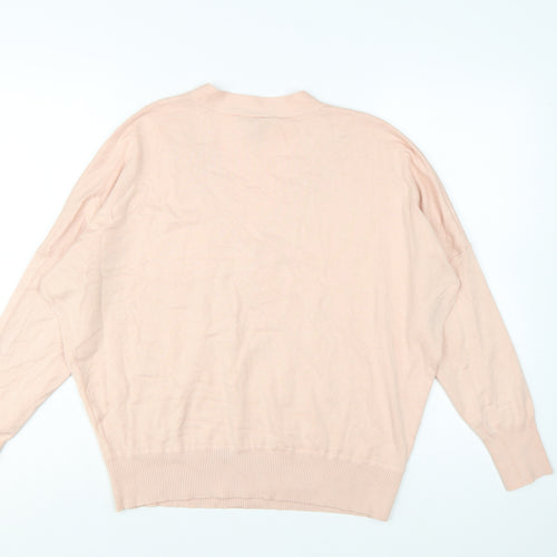 Phase Eight Women Pink V-Neck Button Cardigan M Lightweight Knit