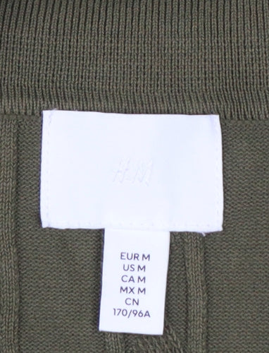H&M Womens Green Collared Cable Knit Henley Jumper Size 12