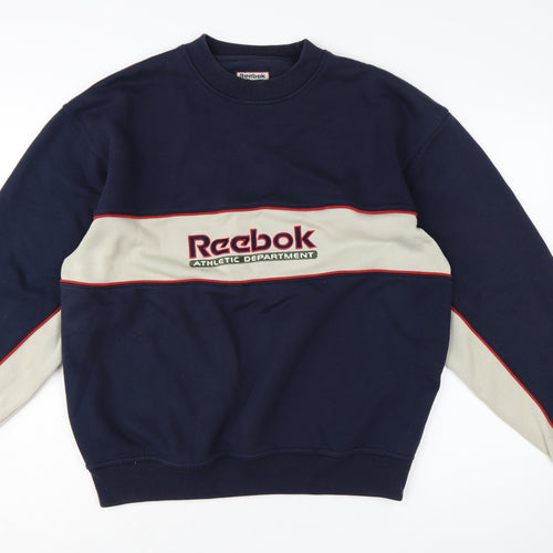Reebok Men's Blue Retro Logo Sweatshirt Medium Pullover Crew Neck