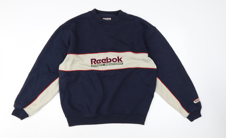 Reebok Men's Blue Retro Logo Sweatshirt Medium Pullover Crew Neck