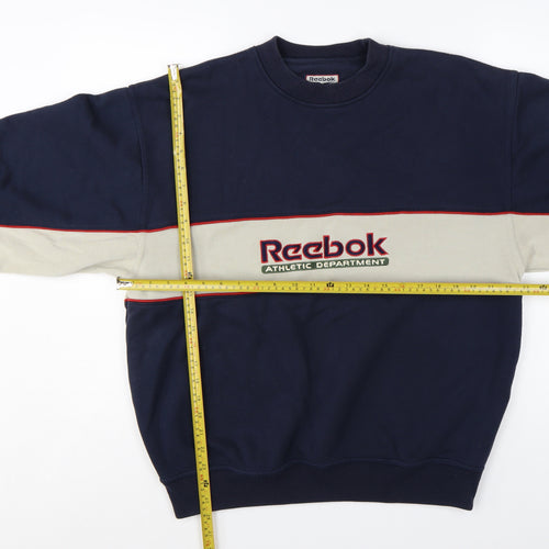 Reebok Men's Blue Retro Logo Sweatshirt Medium Pullover Crew Neck