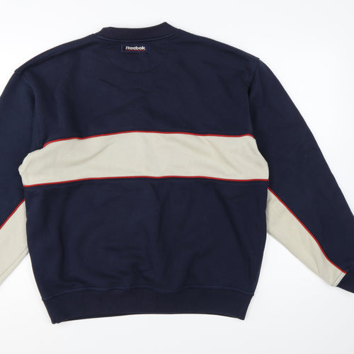 Reebok Men's Blue Retro Logo Sweatshirt Medium Pullover Crew Neck