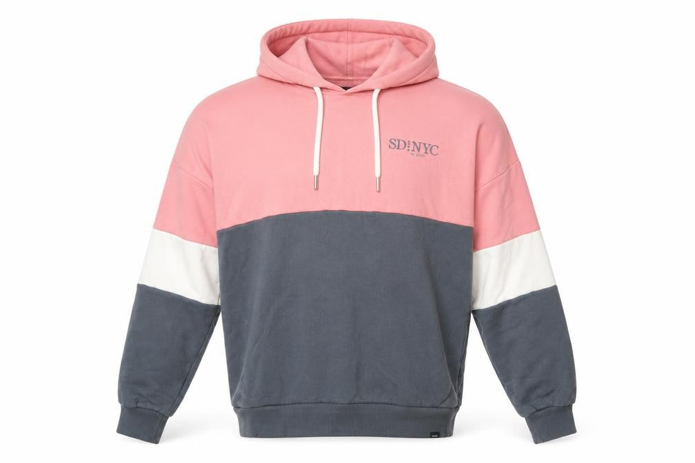Front view of Superdry Men’s Multicoloured Pullover Hoodie XS Pink Grey Jersey