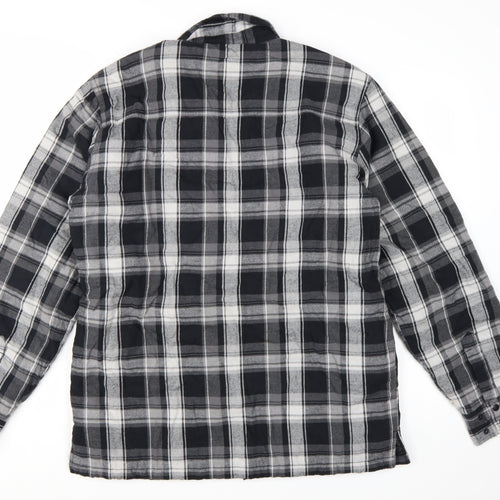BC Clothing Men's Black Checked Flannel Padded Jacket Size S