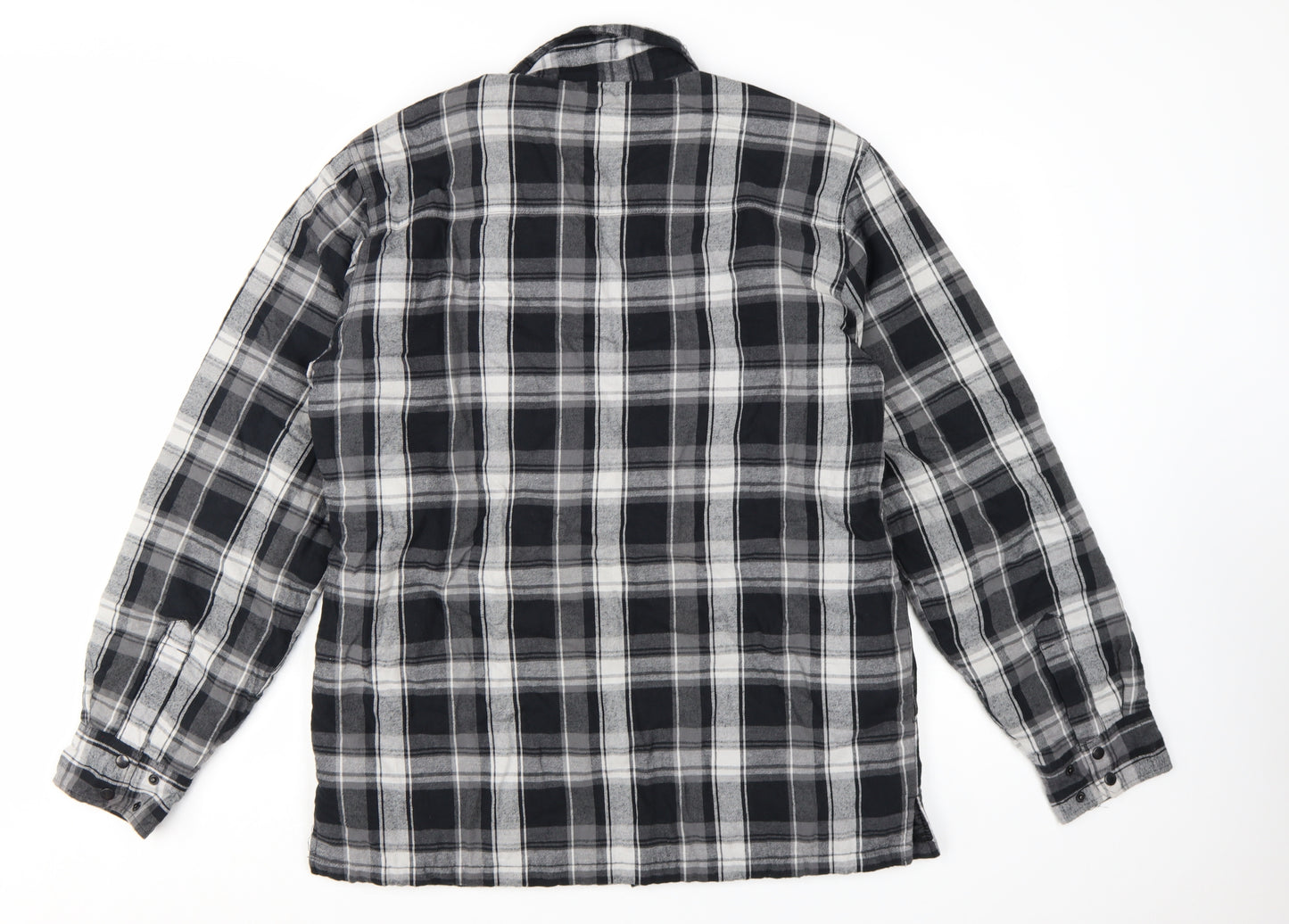 BC Clothing Men's Black Checked Flannel Padded Jacket Size S