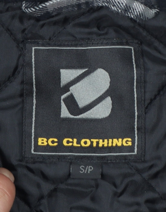 BC Clothing Men's Black Checked Flannel Padded Jacket Size S