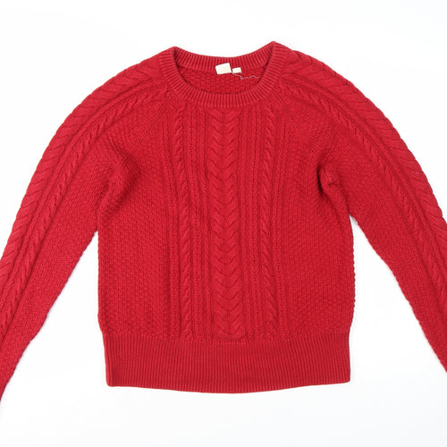 GAP Women’s Red Cable-Knit Cotton Crew Neck Jumper Size M