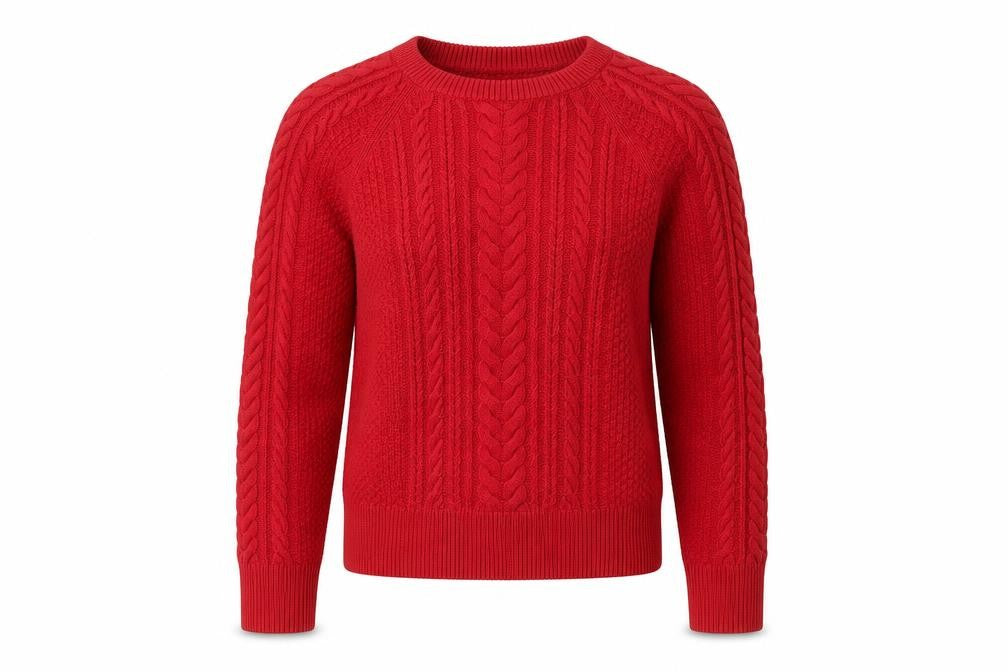 GAP Women’s Red Cable-Knit Cotton Crew Neck Jumper Size M