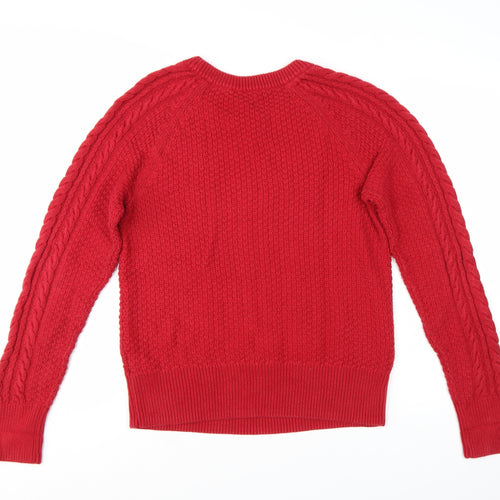 GAP Women’s Red Cable-Knit Cotton Crew Neck Jumper Size M