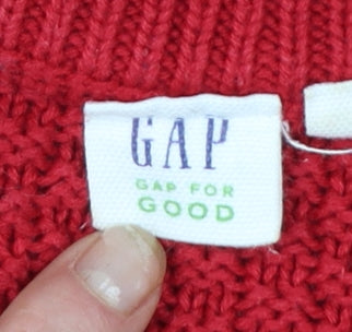 GAP Women’s Red Cable-Knit Cotton Crew Neck Jumper Size M