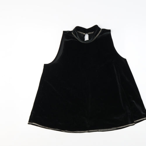 Abercrombie & Fitch Women's Black Velvet High Neck Sleeveless Tank Top M
