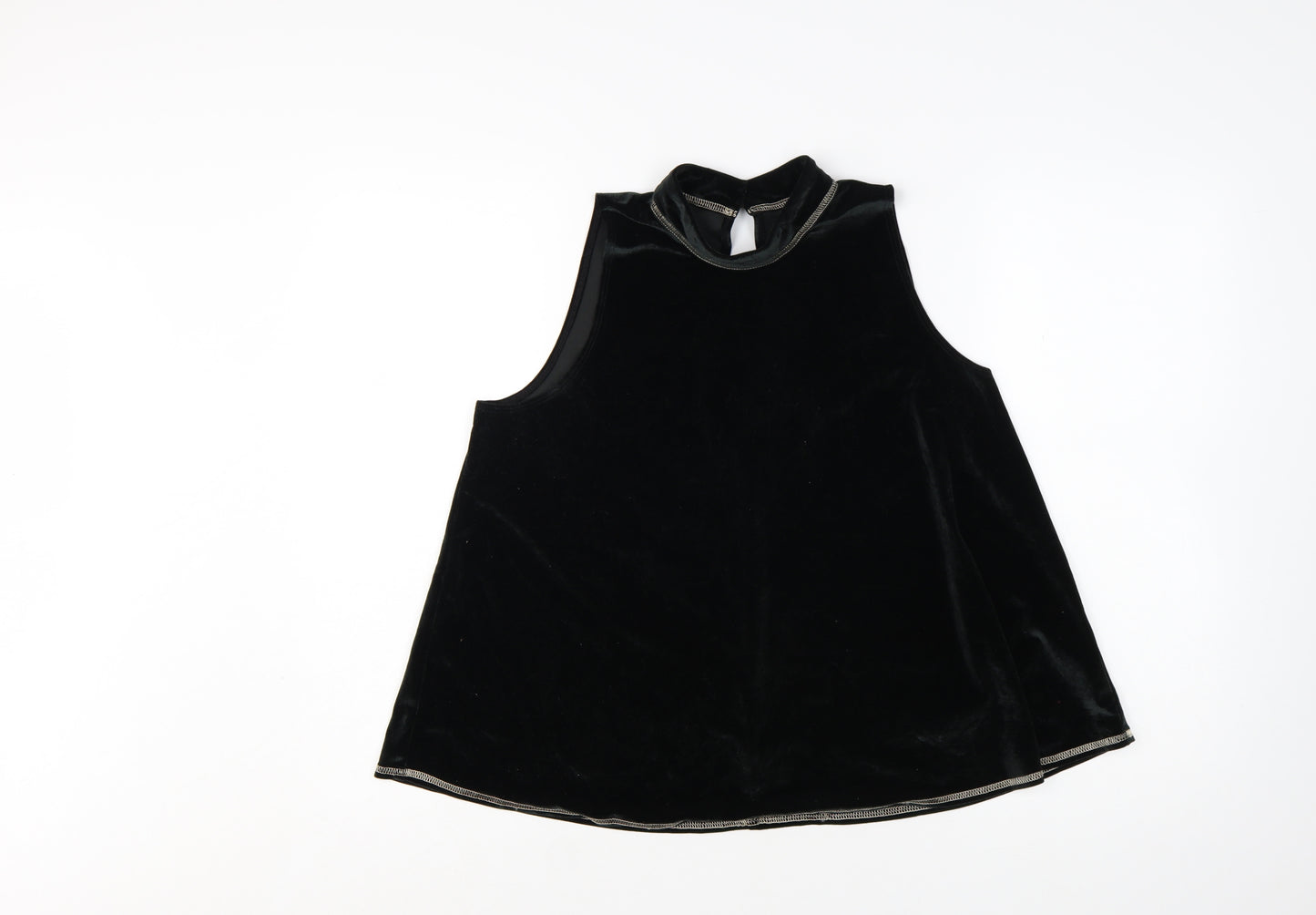 Abercrombie & Fitch Women's Black Velvet High Neck Sleeveless Tank Top M