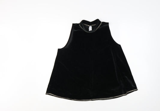 Abercrombie & Fitch Women's Black Velvet High Neck Sleeveless Tank Top M