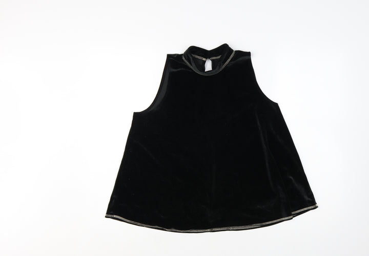 Abercrombie & Fitch Women's Black Velvet High Neck Sleeveless Tank Top M