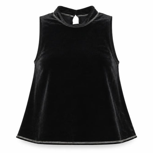 Abercrombie & Fitch Women's Black Velvet High Neck Sleeveless Tank Top M