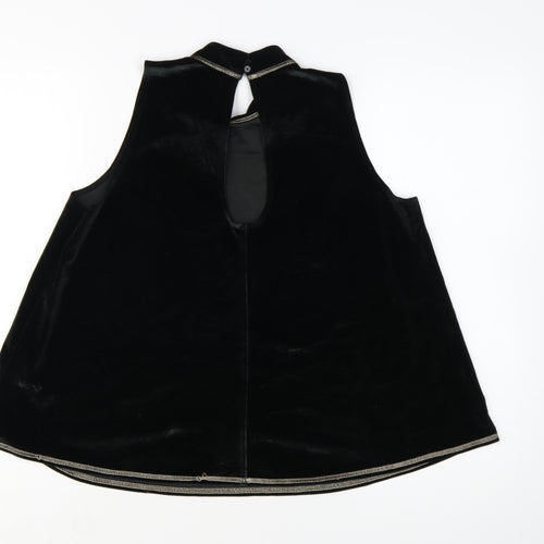 Abercrombie & Fitch Women's Black Velvet High Neck Sleeveless Tank Top M