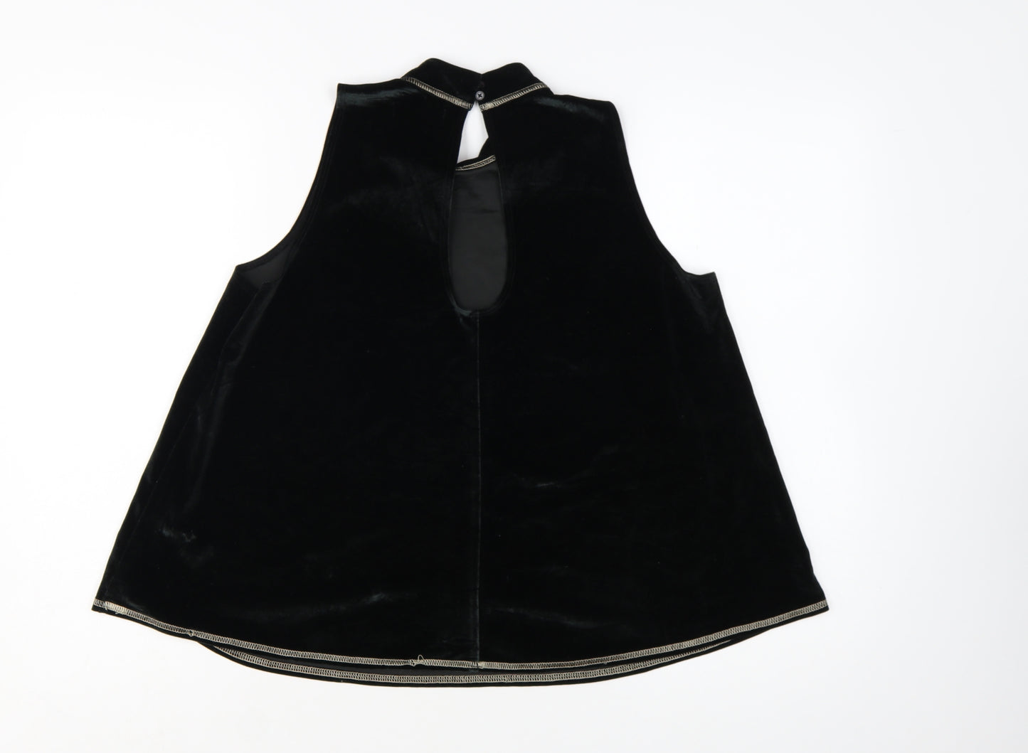 Abercrombie & Fitch Women's Black Velvet High Neck Sleeveless Tank Top M