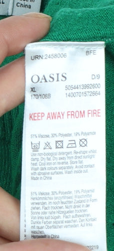Oasis Womens Green Crew Neck Knit Jumper XL