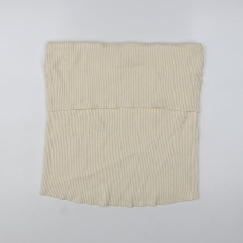 Marks and Spencer Women's Beige Ribbed Strapless Knit Tank Top Size 24