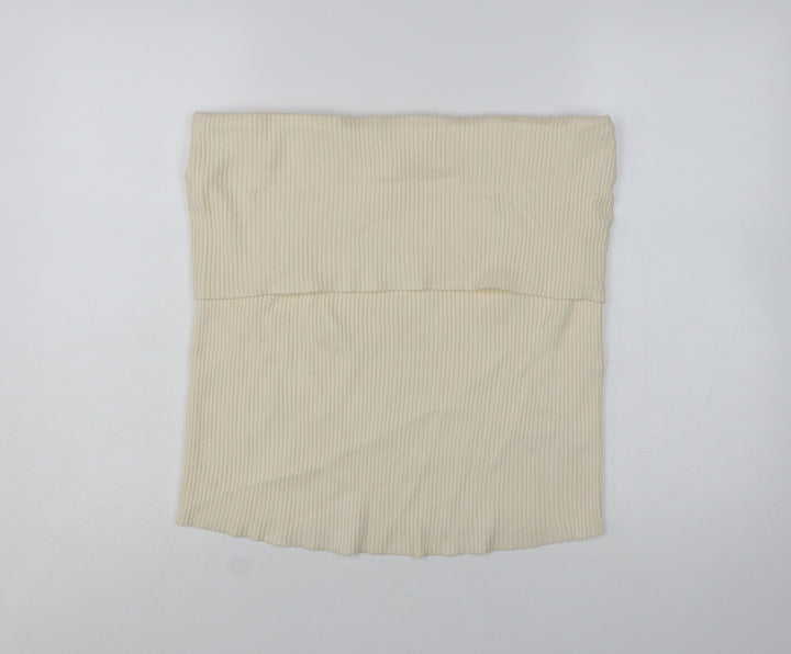 Marks and Spencer Women's Beige Ribbed Strapless Knit Tank Top Size 24