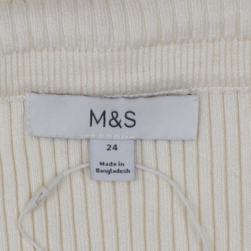 Marks and Spencer Women's Beige Ribbed Strapless Knit Tank Top Size 24