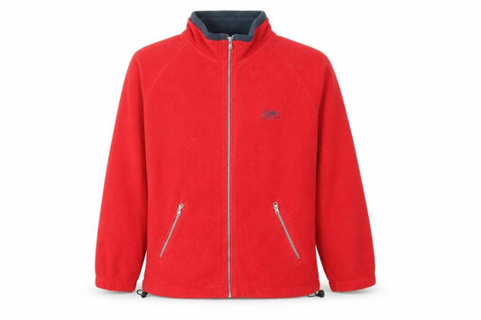 Front view of Cotton Traders Men's Red Fleece Full Zip Jacket, size M, Casual Outdoor