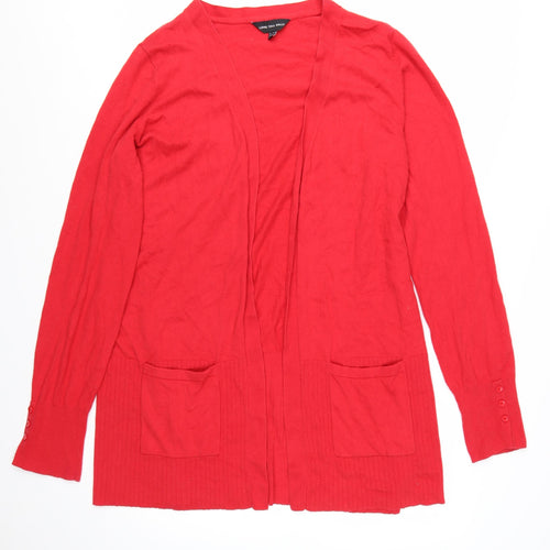 Long Tall Sally Women Red Cardigan Size 22-24 Open Knit Pockets