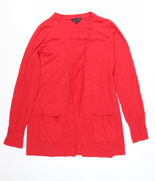 Long Tall Sally Women Red Cardigan Size 22-24 Open Knit Pockets