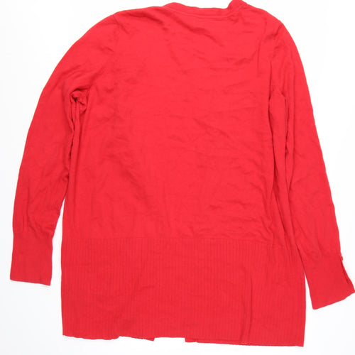 Long Tall Sally Women Red Cardigan Size 22-24 Open Knit Pockets