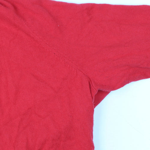 Long Tall Sally Women Red Cardigan Size 22-24 Open Knit Pockets