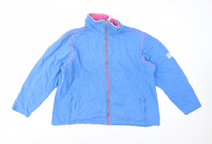Lazy Jacks Women Blue Full Zip Sweatshirt Large Cotton Casual